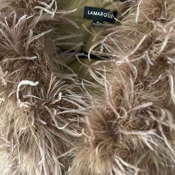 Lamarque Gold Feather-Embellished Coat - Picture 7 of 9